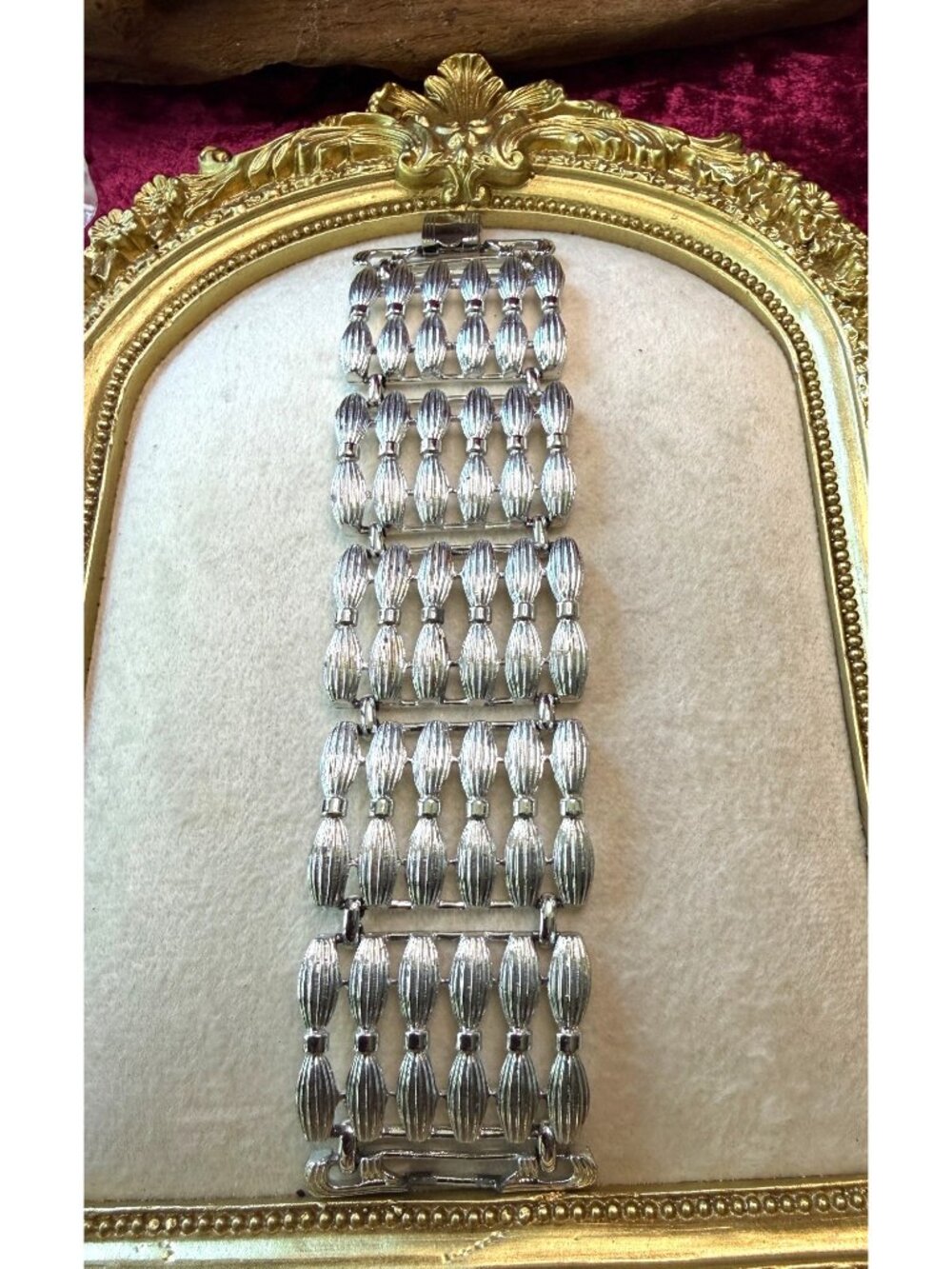 Vintage Coro Pegasus Silver-Tone Wide Link Bracelet 7 Inches
